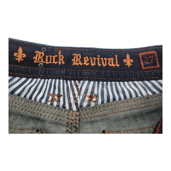 Rock Revival Jeans Womens 27 Blue Debbie Skinny Embroidered Boho Distress Y2K - Picture 7 of 10